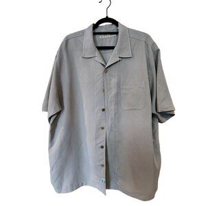 Caribbean Mens XL Short Sleeve Button-Up Gray Shirt